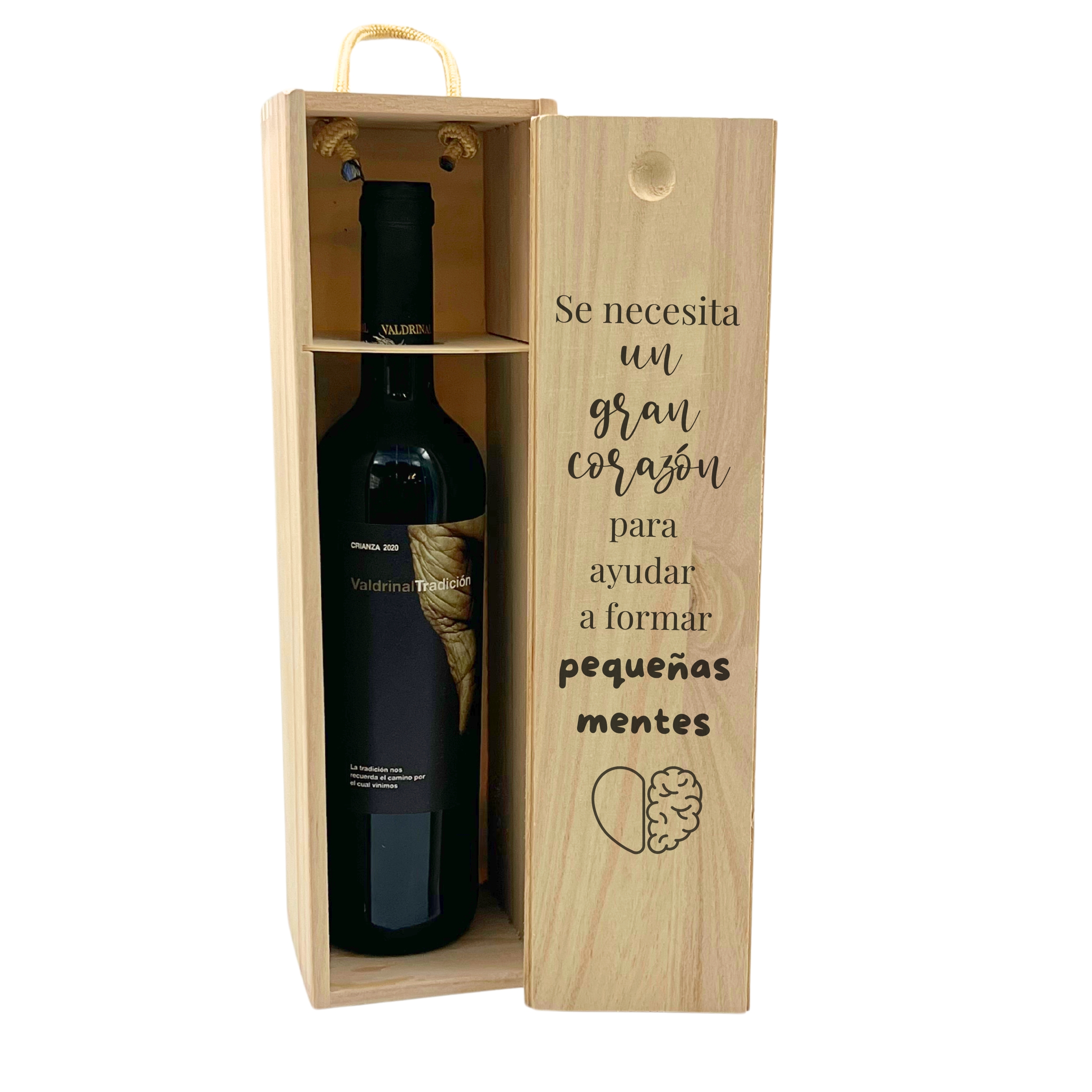Vino con Caja de Madera Personalizada